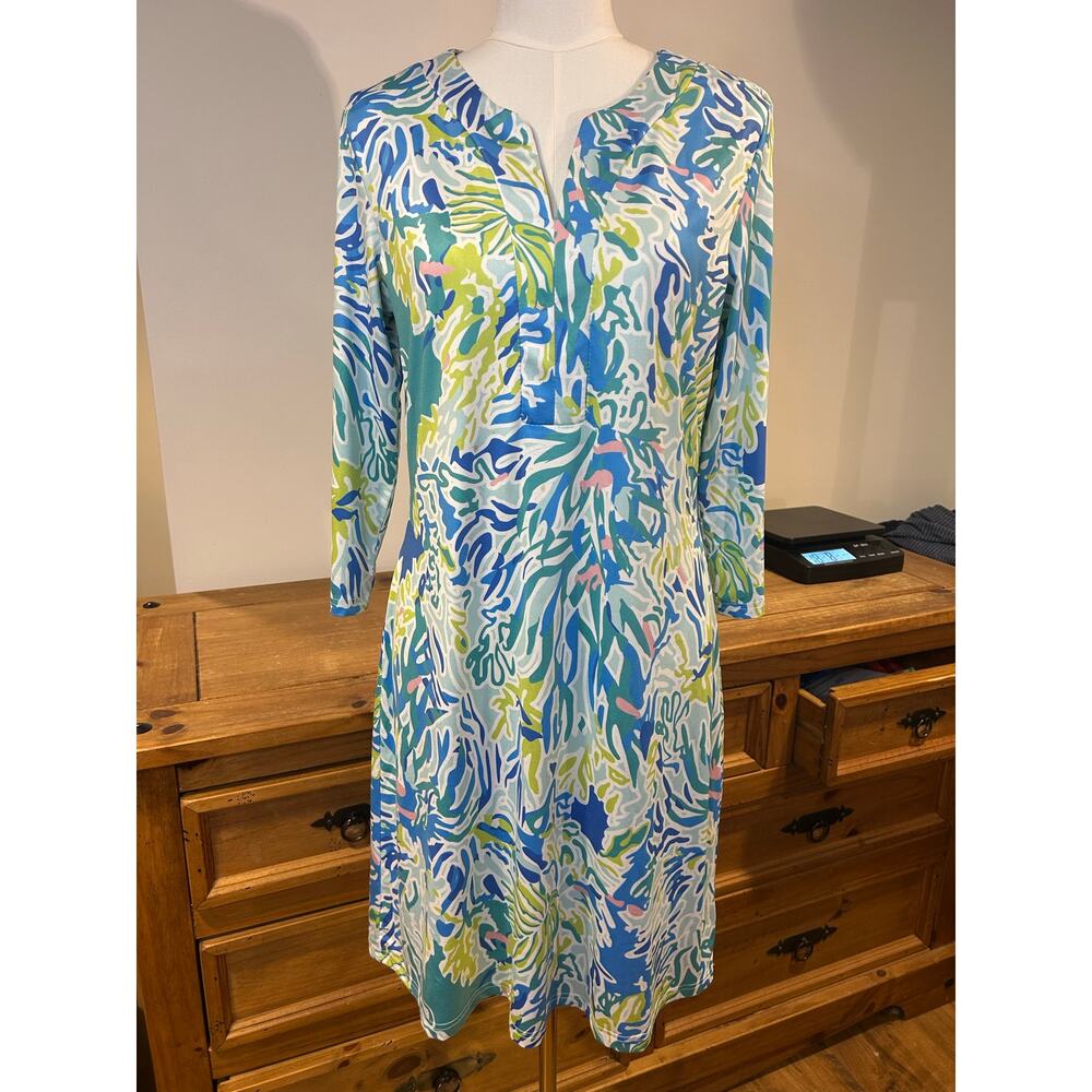 Style House Sz L Colorful Sea Inspired Lilly Pulitzer Inspired Sheath Dress